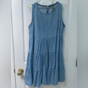 10 Tommy Hilfiger Women’s Light Blue Denim Tiered Dress